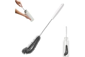 KWUDE 15.7" Flexible Long Black Bottle Cleaning Brush for Kitchen and Dining - Perfect for Baby Bottles, Sports Bottles, Glassware, Mugs, Jars, and Stemware (1-pc)