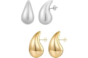 BCBF 2 Paire Boucle D'Oreille Goutte,Boucles D'Oreilles Femme Hypoallergénique Boucles D'Oreilles Femme Or Poids Léger Creoles Or Femme Boucle Oreille Goutte D'Eau Pour Femme,Bottega Veneta Earrings