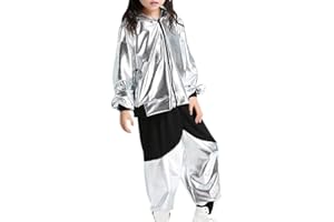 Yyyuluo Filles 2Pcs Vêtements Hip Hop Costume Enfants Street Dance Tenue Garçons Paillettes Moderne Vêtements de Jazz Haut Pantalon Danse Ensembles de Costumes (Tailles plus Petites)