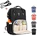 Produktbild Baby Wickelrucksack mit 2 Kinderwagen-haken, Multifunktionale Wasserdichte Wickeltasche mit große Kapazität und warme Tasche, Babytasche für Reise (Schwarz)