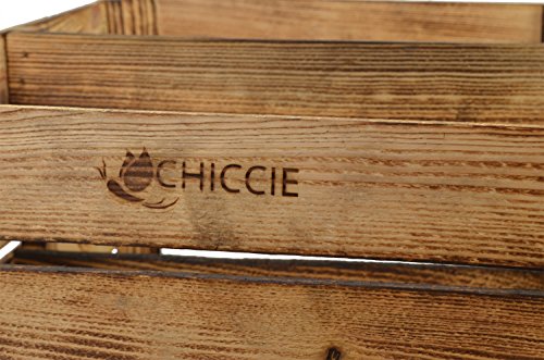 CHICCIE Neue Vintage Holzkiste mit Ablage vom Werk (längst) – Gebrannt Geflammt – Obstkiste – Weinkiste – Natur Used Look Vintage Holzkiste mit Ablage Regal - 5