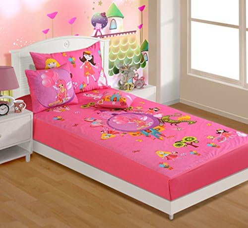 Yuga 100 % Cotton Digitally Printed Princess Single Bed Sheet With Pillow Cover 350 TC 60 X 90 Inches
