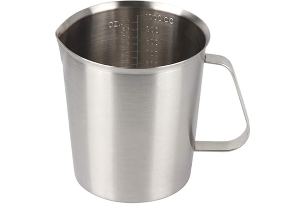 Kitchnexus Pichet Tasse à Mesurer en Acier Inoxydable 304 épais Tasse à Mesurer à Thé de Lait Cuisine Cuisson Tasse (Argenté-Inox-1500ml)
