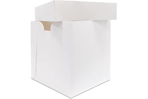 AMOUR PACKAGING Amour Cake Box (12x12x12) – Premium Quality Sturdy Cardboard 12 Inch Tall Cake Box with Lid for Carrying Wedding & Celebrations Decorative Tall Cakes -Easy Assembly with Lock Mechanism - Pack of 5