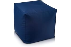 ‎ECOPUF Ecopuf Cube - Sitzhocker Hocker Polyestergewebe Outdoor 100% Wasserdicht für außen und innen Sitzbox Würfel Pouf Ottomane Fußbank Zwei Größen erhältlich 50x50 cm - Faber Blau M8