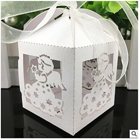 Abaobao®50PCS Laser Cut White Angel Wedding Box in Pearlescent Paper box,party show candy box,party shower gifts,Chocolate Box for Wedding,Birthday,Baby Shower Holy Communion Graduation Party (Angel)