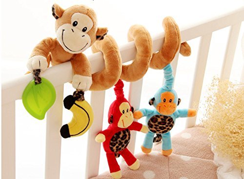 VALUE MAKERS Baby Crib Toy - Cute Monkey Design New Infant Toys - Baby Activity Bed Car Seat Toys - Wrap Around Crib Toys - Stroller Toys for 0-36 Month Baby