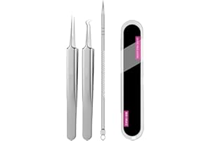 NJCXOLA 3 Pezzi Set Pinzette Brufoli Da Rimozione Di Punti Neri In Acciaio Inossidabile Spremicomedoni Pinzette Punti Neri Rimozione Di Punti Neri Brufoli per Rimuovere I Punti Neri