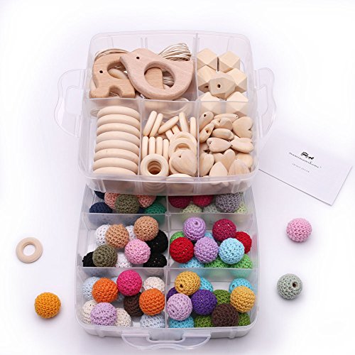 Mamimami Home Baby Teether Holz Diy Tier Rassel organischen Teether Dschungel Spielzeug Holz Waldorf Spielzeug Holz Teether Halskette / Armband DIY Zubehör