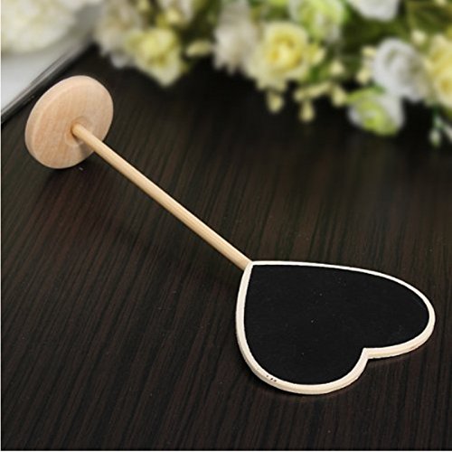 10 Stk Mini Holz Tafel Chalkboard Staffelei mit Ständer und robust Dicke Basis Herzform - 6