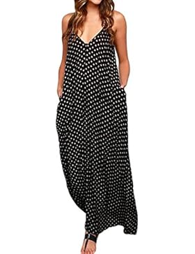 StyleDome Damen V-Ausschnitt Dünne Swing Maxi Oversize Party Strandkleid