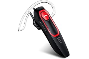 Micool Trucker Bluetooth Headset, Noise Cancelling Single Ear Earpiece, 30H Talking Time, Speak Callers Name, Hands Free Bluetooth Earpiece for Cell Phone (Red)