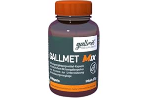‎GALLMET GALLMET Gallensäure Ox Bile, Kapseln, Verdauungsenzyme zur Unterstützung von Leber, mit Ochsengalle und Gallensalzen, ideal nach Gallenblasenentfernung, Mix + Kräuter (60 kapseln)