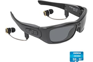 Hereta Kamerasolglasögon med Bluetooth, full HD 1080P sportvideokamera med UV-skydd, polariserade linser för utomhusbruk och resor (inklusive TF-kort)