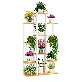 Langlebig: Das Pflanzenregal besteht aus massivem Holz, kombiniert mit einer Verlängerungsschraube und einem verstärkenden Schraubverschluss, es ist doppelt befestigt, Blumenrahmen mit hochwertigem Tannenholz, glatt und ohne Grat, Mehltaufeuchtigkeit, pflegeleicht, abwischbar