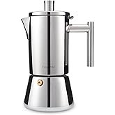 Easyworkz Diego Stainless Steel Italian Coffee Maker for Induction Cooker, 300 ml, 4-6 Cups, Silver