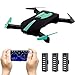 Produktbild JD-18 faltbare Drohne mini, selfie Drohne mit Kamera Live Übertragung WIFI FPV Handy APP-Steuerung G-Sensor Steuerung automatische Schwebe 3D Flip Stunt Headless Modus geeignet für alle Stufen-Piloten, 2MP HD Kamera, Garantie, 3 Akkus, Deutsche Anleitung, Schwarz/Türkis
