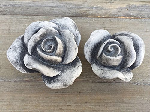 Steinfigur Set Rosen Blumen Rose Grabschmuck Shabby Vintage Landhausstil gross - 3