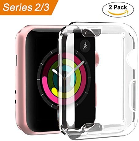 Apple Watch Screen Protector,iPhone Watch Case Built-in TPU Screen Protector All-around Protective Case High Defination Clear Ultra-Thin Cover for Apple iwatch Series 2 and Series 3(2 packs) (42MM)