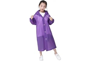 xianynow Chubasquero para Niños, Reutilizable Poncho de Lluvia Impermeable Capa lluvia con Capucha Espesar EVA Chubasqueros Impermeable Chaquetas de Lluvia Poncho de Lluvia para Niños Niñas