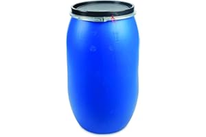OIPPS 220 L Ltr Litre Plastic Blue Open Top Keg Drum Barrel for Storage Food Grade with Lid UN Approved Shipping Food Cooking