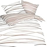 100% algodón (franela) Kaeppel - Ropa de Cama Motion tamaño 155 x 220 + 80 x 80 cm, Color Natural