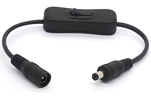 OPENII Przedłużacz prądu stałego z przełącznikiem, przełącznik prądu stałego Inline On/Off kabel męski na żeńskie gniazdo do kamer CCTV taśma LED światło i inne złącze zasilania DC