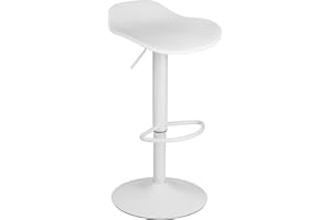 Baroni Home Sgabello Girevole con Altezza Regolabile, Fondo Antigraffio e Poggia Piedi, Per Cucina, Ristorante e Bar, Leggero e Montaggio Facile, 40x40x64-86 cm, 1 Pezzo, Bianco