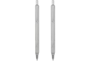 Zebra Pen F-xMD Chowany długopis kulkowy, gładka końcówka stalówki 1,0 mm, srebrna beczka ze stali nierdzewnej, czarny atrament, opakowanie 2 długopisów