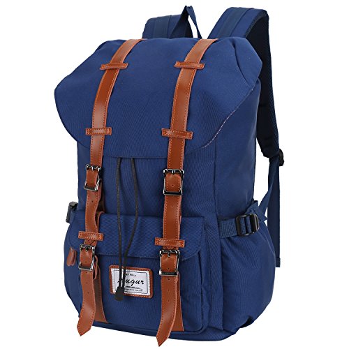 KIPTOP Nylon Vintage Rucksacke Laptoprucksack Damen Herren Schulrucksack Retro Backpack für Campus Studenten und Outdoor Reisen Wandern mit Großer Kapazität