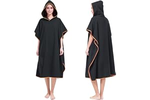 AUYAO Ponchohandduk med huva, vuxen, handduk, omlottrock, mikrofiber, ombytesrock, handduk med ficka, överdimensionerad handduk, poncho, strand, universalstorlek, cover-up badhandduk med huva för