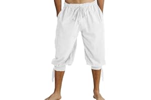 Runcati Krótkie spodnie męskie pluder ze sznurowaniem, spodnie letnie dla wikingów, średniowieczny kostium na czas wolny, na plażę