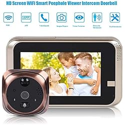 Tangxi Judas Numérique, Judas WiFi,Sonnette Interphone Écran LCD 720P 4.3Pouce+166° Grand Angle+Alerte de détection Mouvement+Vision Nocturne IR+Conversation à 2+2,4 GHz WiFi pour Sécurité à Domicile
