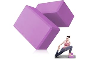 Yoga Blocks Set, LULUWA 2pcs EVA Foam Exercise Block with High Density & Non-slip for Improving Strength & Balance and Flexibility, Lightweight Pilates Brick for Fitness