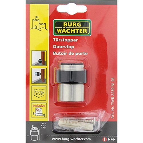 BURG-WÄCHTER Wand- und Boden-Türstopper, Höhe: 44 mm, Durchmesser: 30 mm, Inkl. Befestigungsmaterial, TSB 2230 Ni SB, Edelstahl-Optik - 5