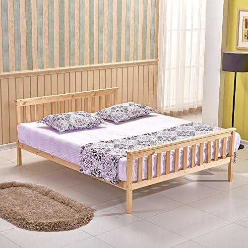 Willstone Wooden Bed Frame Solid Pine Wood Bedstead for Home Bedroom Children Bedroom (4FT6, Oak)