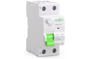 TONGOU Type A Disjoncteur Différentiel 63A 100mA 230V 1P+N, convient aux maisons familiales, aux petits bâtiments commerciaux et à d'autres scénarios