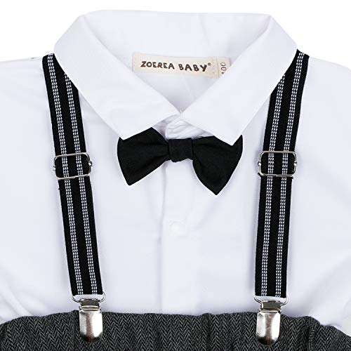 Zoerea 4tlg Baby Jungen Bekleidungssets Hemd + Hose + Weste + Hut Fliege Krawatte Kinder Anzug Gentleman Festliche Hochzeit Langarm Body für Frühling Herbst - 4