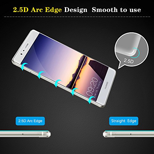 Huawei P9 lite Panzerglas Schutzfolie, Wsiiroon [2 Stück] Displayschutzfolie 3D Touch Kompatibel-0.33mm für Huawei P9 lite, 9H Härte, 2.5D Kanten, 99% Transparente Displayschutz - 5