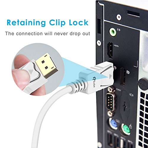 Mini DP auf DP Kabel, Rankie 1.8m Vergoldet MiniDP (Mini DisplayPort) to DP (DisplayPort) Kabel Cable 2K-Auflösung Bereit (Weiß) – R1105B - 5