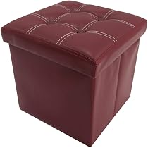 Pouf Rangement Rebecca 30x30x30cm - Simili Cuir, Multifonction Siège Et Coffre (Violet)