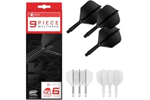 TARGET Darts K-Flex Integrated Dart Flights and Shafts, No.6, Kflex 9 Pack Bundle | Czarny, Biały, Przezroczysty, Czerwony, Zielony, Niebieski, Różowy, Pomarańczowy, Żółty | Krótki, Pośredni, Średni