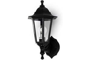 ‎KWAZAR LUMINAIRE Kwazar Luminaire Außenwandleuchte E27 Fassung max. 60W Wandlampe IP44 Hauswand Lampen Rustikale Außenbeleuchtung ERANO.A Schwarz