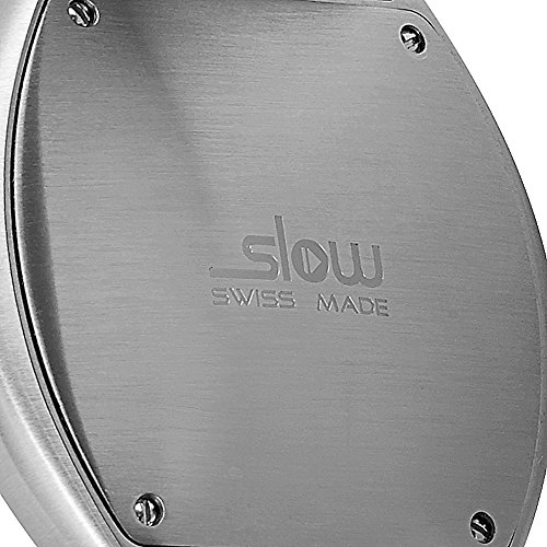 slow O 04 - Black Leather Silver Case White Dial Unisex Quartz Watch with White Dial Analogue Display and Black Leather Strap