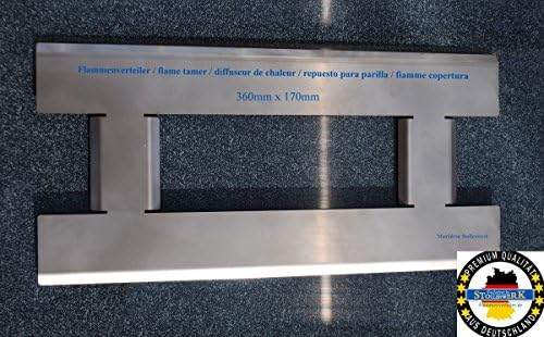 Manufaktur Stollenwerk14.17 inch x 6.69 inch flame diffuser/heat deflector/flame tamer for many popular gas grill brands made of stainless steel (360-170-1)