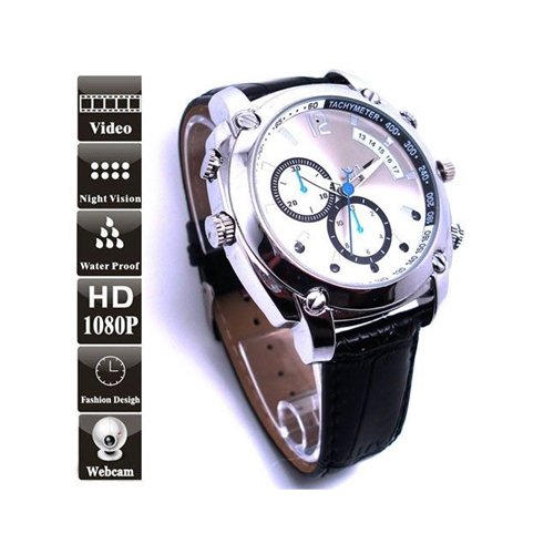 Cámara espía, Flylinktech 16 GB 3ATM a prueba de agua Full HD 1080P a prueba de agua DV DVR Reloj espía cámara oculta IR Visión nocturna