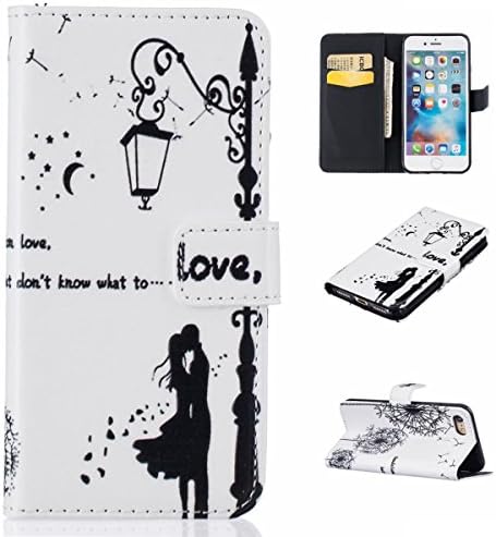 Iphone 8 Wallet Case, Apple Iphone 7 PU Leather Case, OnlyCase Full Body Lamp &amp; Lover Pattern Design Flip Leather Magnetic Closure Wallet Card Slots Stand Case Cover For Iphone 7 / Iphone 8