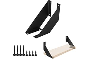 CHASBETE Regalhalterung Schwarz 10cm 2 Stück, Regalwinkel Vintage Schwerlast Regalhalterungen für Wandregal, 90 Grad Winkel Regal Regalhalter Metall