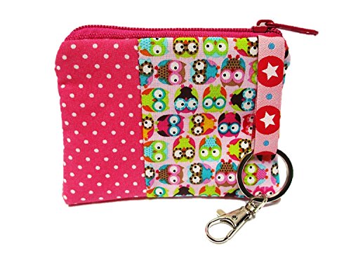 Preisvergleich Produktbild Schlüsseletui Tasche Mäppchen "Kleine Eulen Rosa mit Punkten" Pink Dots Punkt Schlüsseltasche Schlüsselmäppchen Etui Damen Geschenk Rosa