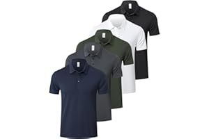 ZENGVEE 1/3/5 Pack Men's Polo Shirts Breathable Quick Dry Golf Polo Shirts Color Clash Collar Outdoor Sports Tee Tops with 3 Buttons